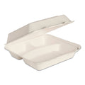 3-compartment Bagasse Hinged Lid Containers, Ivory, 200-carton R819348