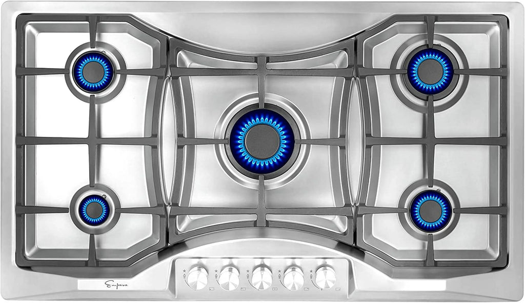 36 in. Gas Stove Cooktop 5 Sealed Burners NG/LPG Convertible Stainless Steel O509