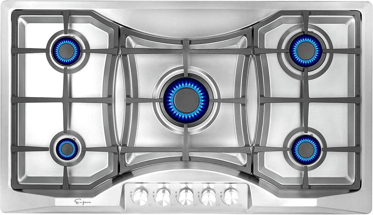 36 in. Gas Stove Cooktop 5 Sealed Burners NG/LPG Convertible Stainless Steel O509