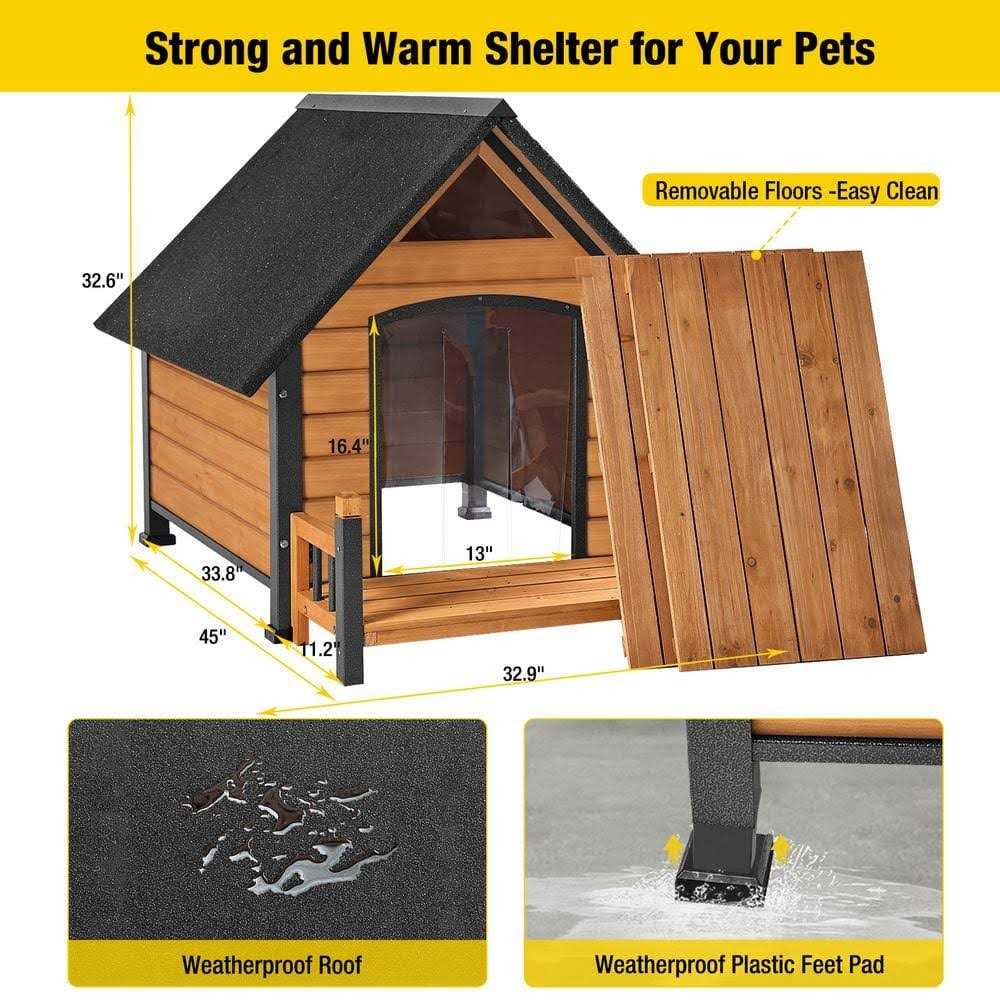 Outdoor Dog House with Porch Iron Frame F9519