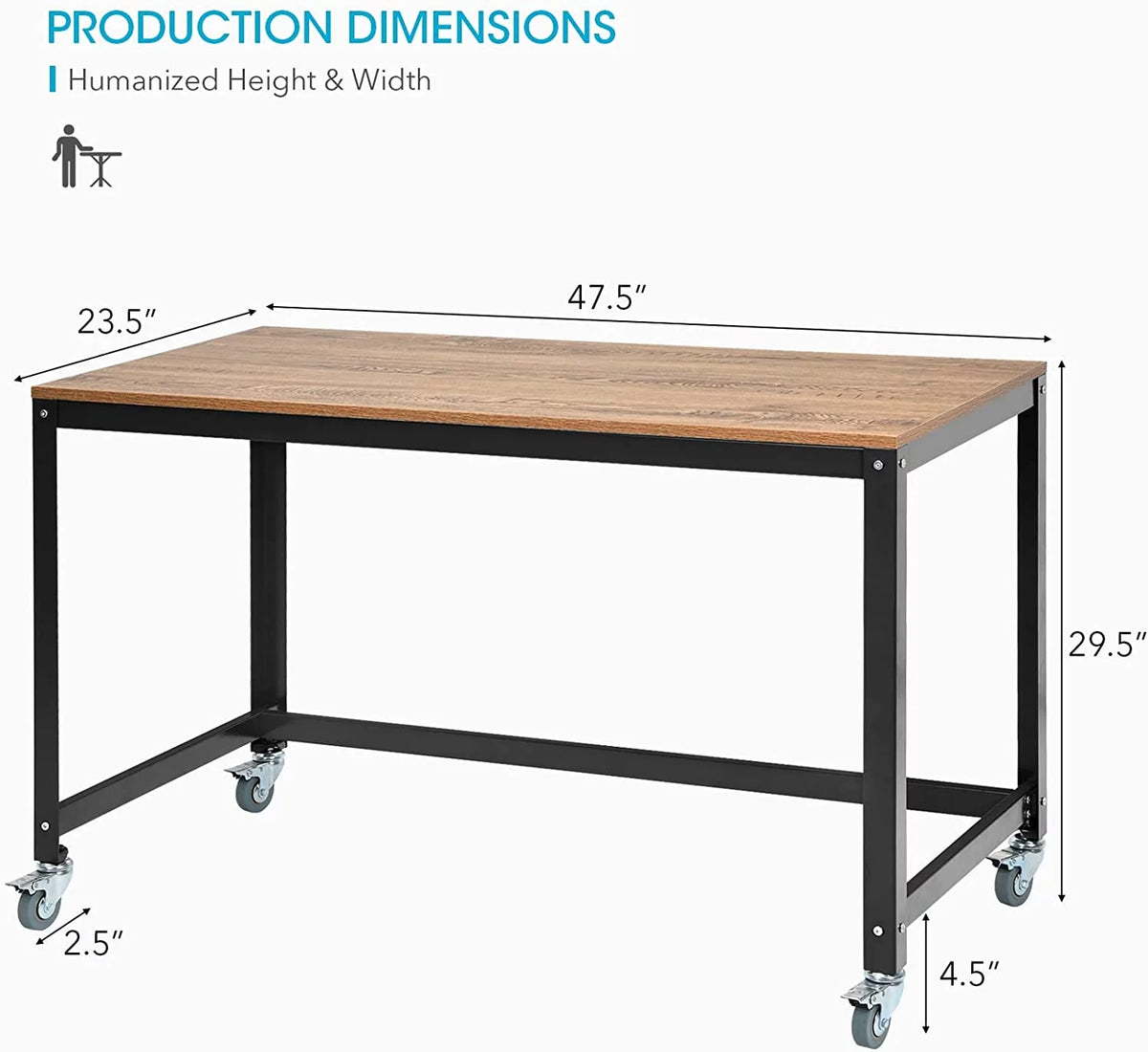 Rolling Computer Desk with 4 Wheels Y975933
