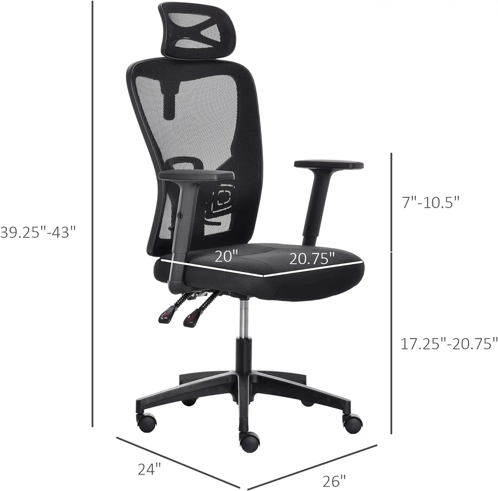 Black Ergonomic Mesh Office Chair with Lumbar Support V106