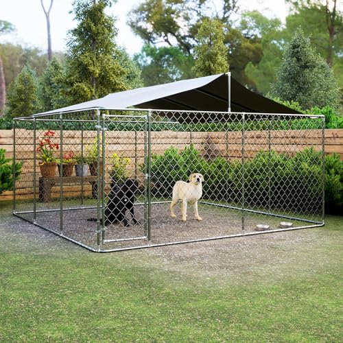 13.1x7.5x7.6 FT Galvanized Steel Dog Kennel with Waterproof Cover M673