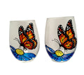 Hand Painted Stemless Wine Glasses Set Of 2 G5208