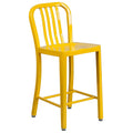 24x22 Metal Stool with Back in Yellow W304