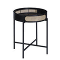 24 Inch Round End Table Rattan Accent Metal Legs Black L716400