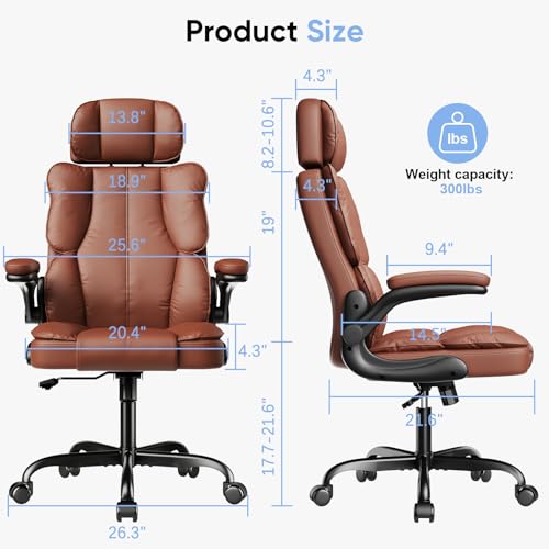Black Leather Executive Office Chair with Lumbar Support B9252