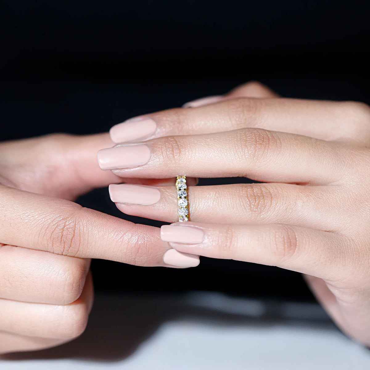 14K Yellow Gold Moissanite Eternity Ring G270