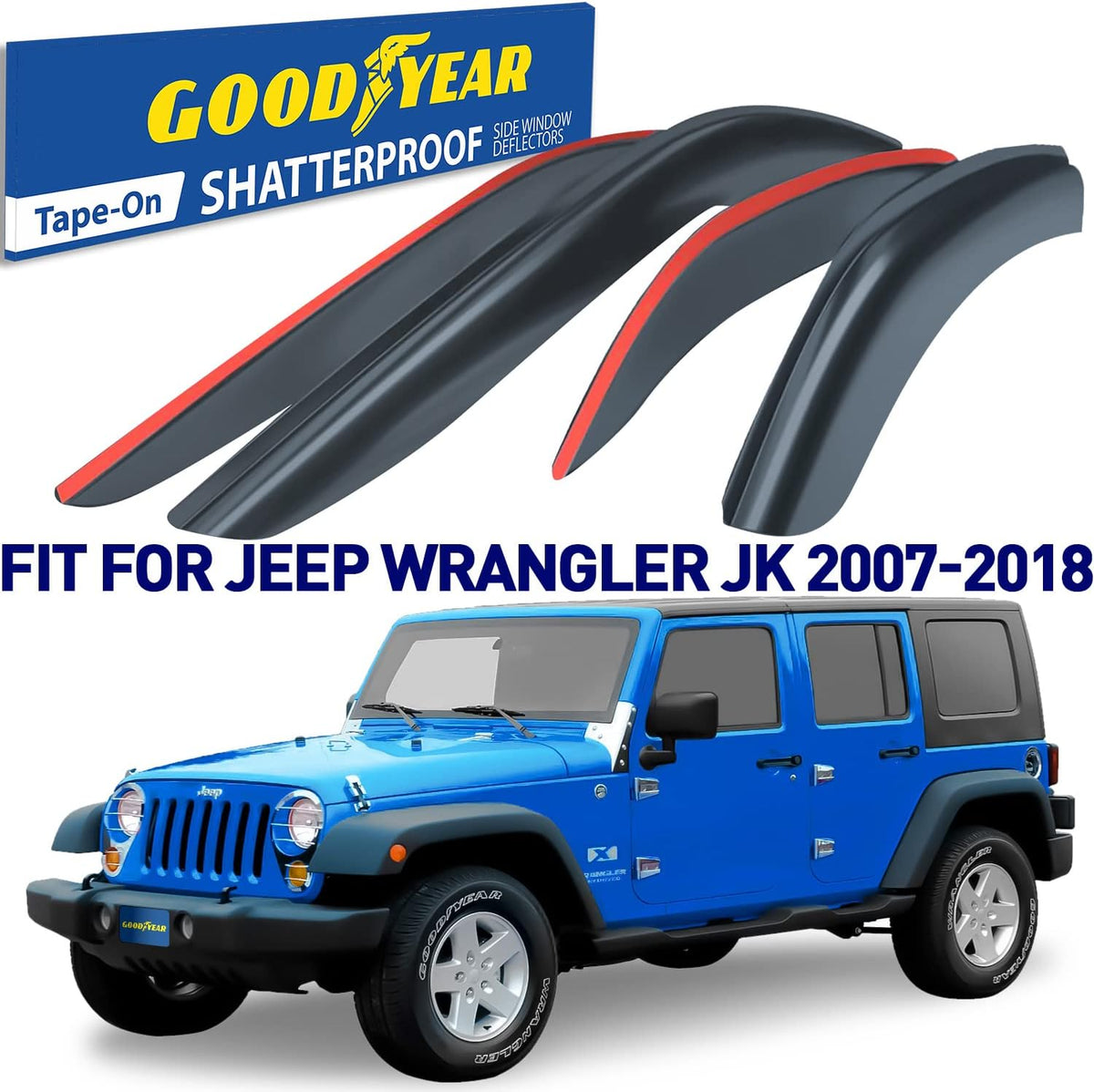 Shatterproof Tape-on Window Deflectors 4 pcs R68358