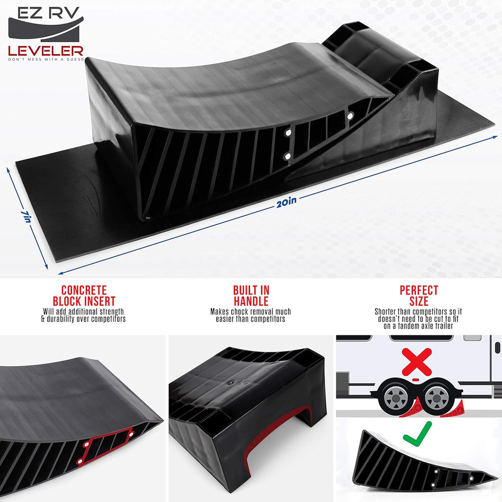 Curved Leveling Ramp with Chocks and Rubber Mat for Single Axle Campers A23470