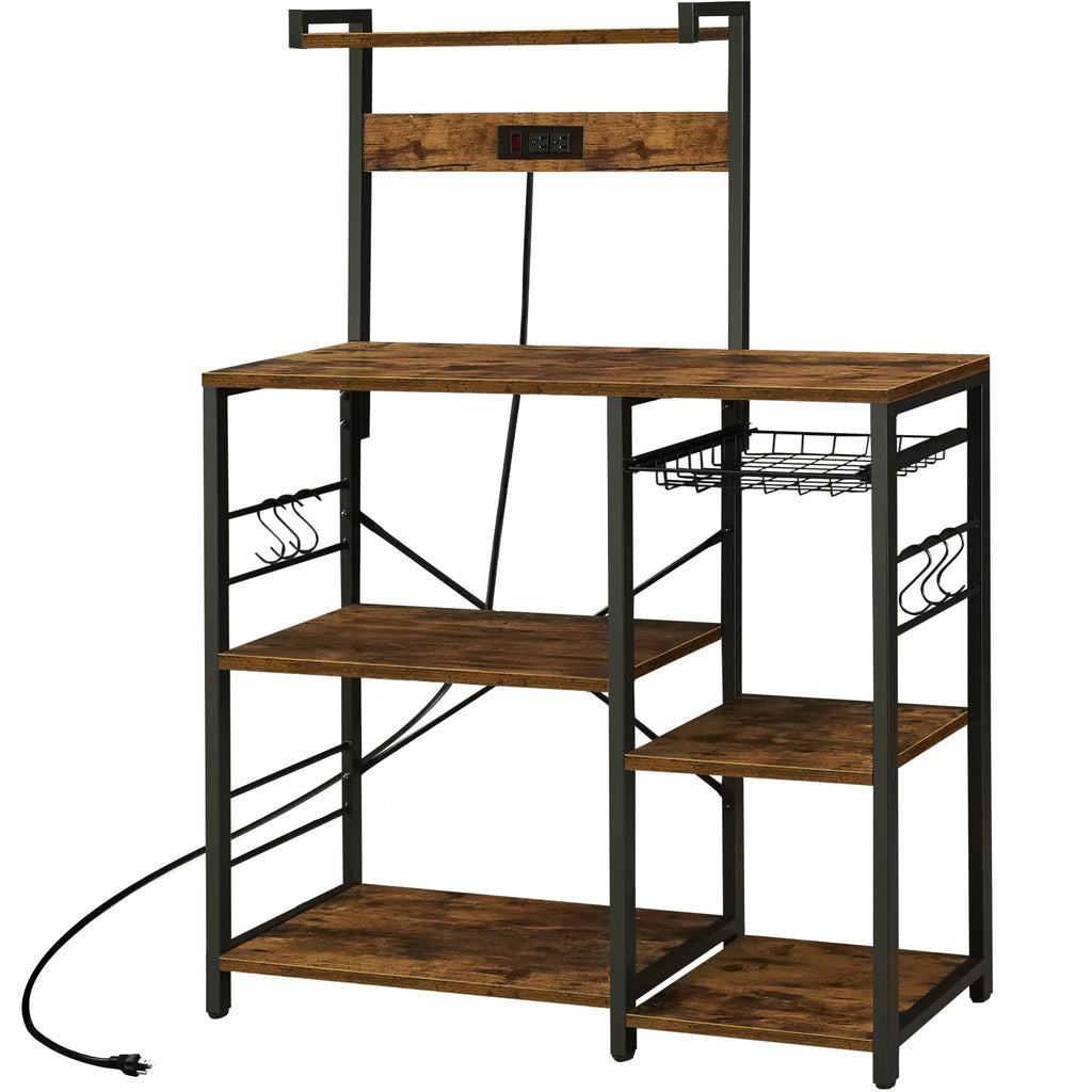 Wood Kitchen Storage Rack with Power Outlet B887