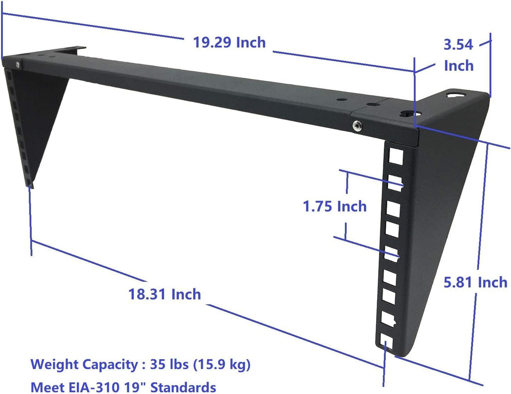 3U Lightweight Foldable Wall Mount Patch Panel Bracket, 19 inch Steel, Pack of 2 A303
