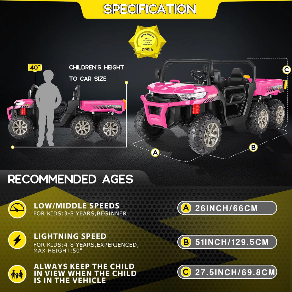 24 V 4WD 2 Seater 6-Wheel Ride on Dump Truck Car with Remote Control R148