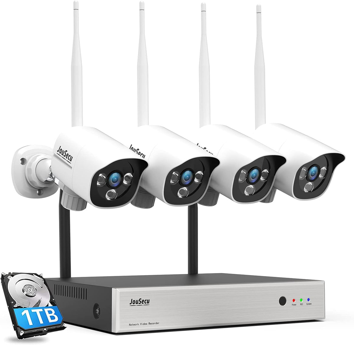 5MP Full Color Night Vision Wireless Security Camera System, 8CH WiFi NVR Kits, 4Pcs Outdoor Indoor CCTV Cameras S820