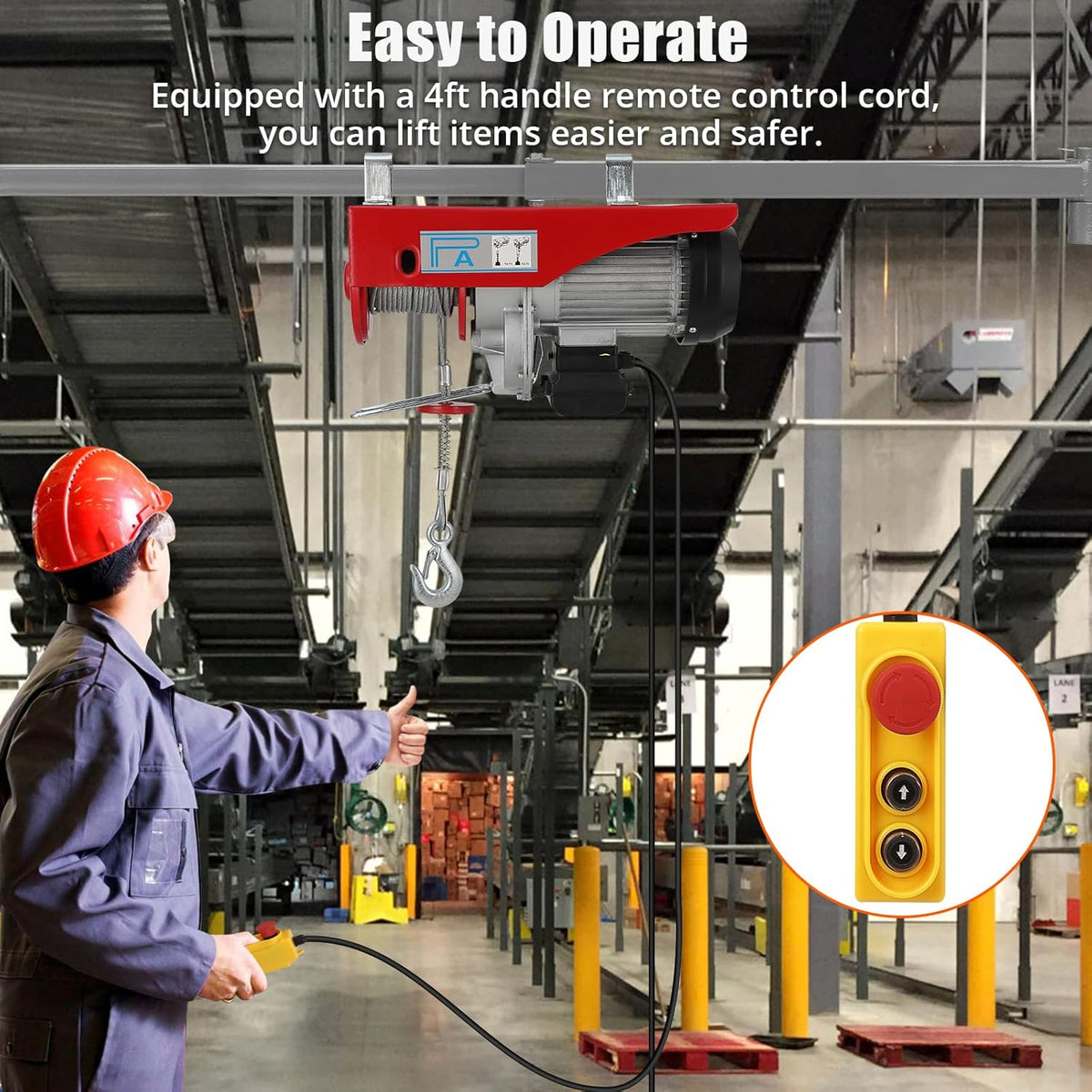 Electric Hoist 1760lbs 39FT Single Cable Lifting Height Steel Wire Winch L981004