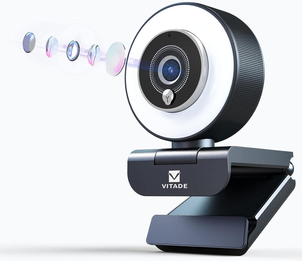 Full HD 1080P Webcam with Ring Light and Dual Microphones X545