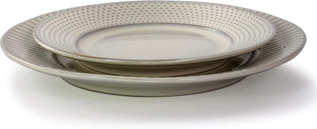 16 Piece White Stoneware Dinnerware Dish Set K817