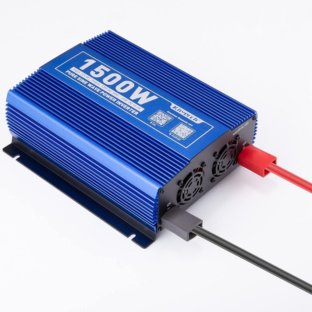 1500W Pure Sine Wave Power Inverter 12V DC to 110V AC with Bluetooth P908