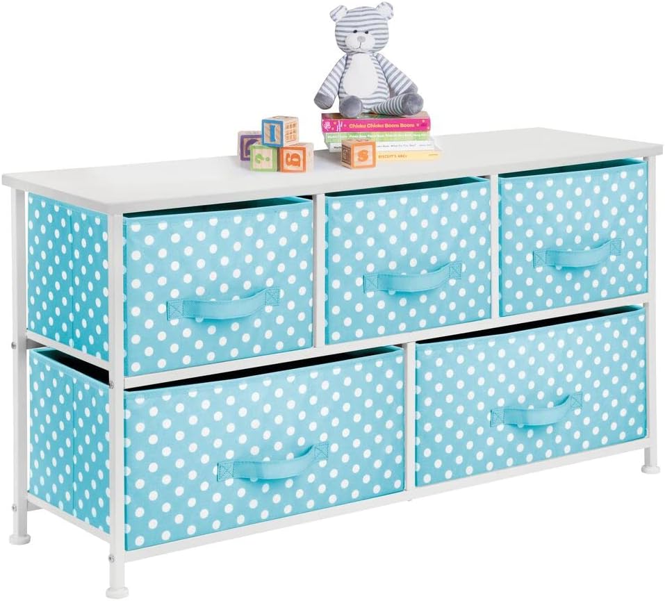 Gray White 5 Removable Fabric Drawers Storage Dresser H938947