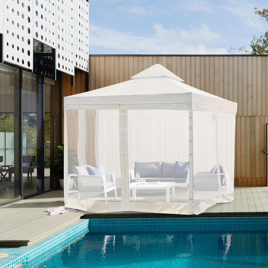 White 10'x10' Gazebo Top Replacement Mesh Net P68267