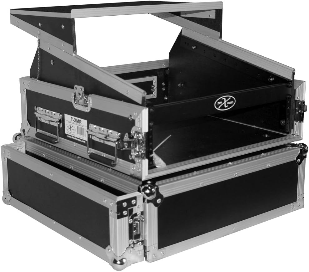 2 Space 10U Slant DJ Mixer Combo Rack with Sliding Laptop Shelf G257735