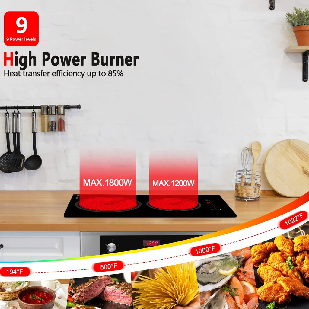 2 Burners Ceramic Glass Electric Cooktop M847289
