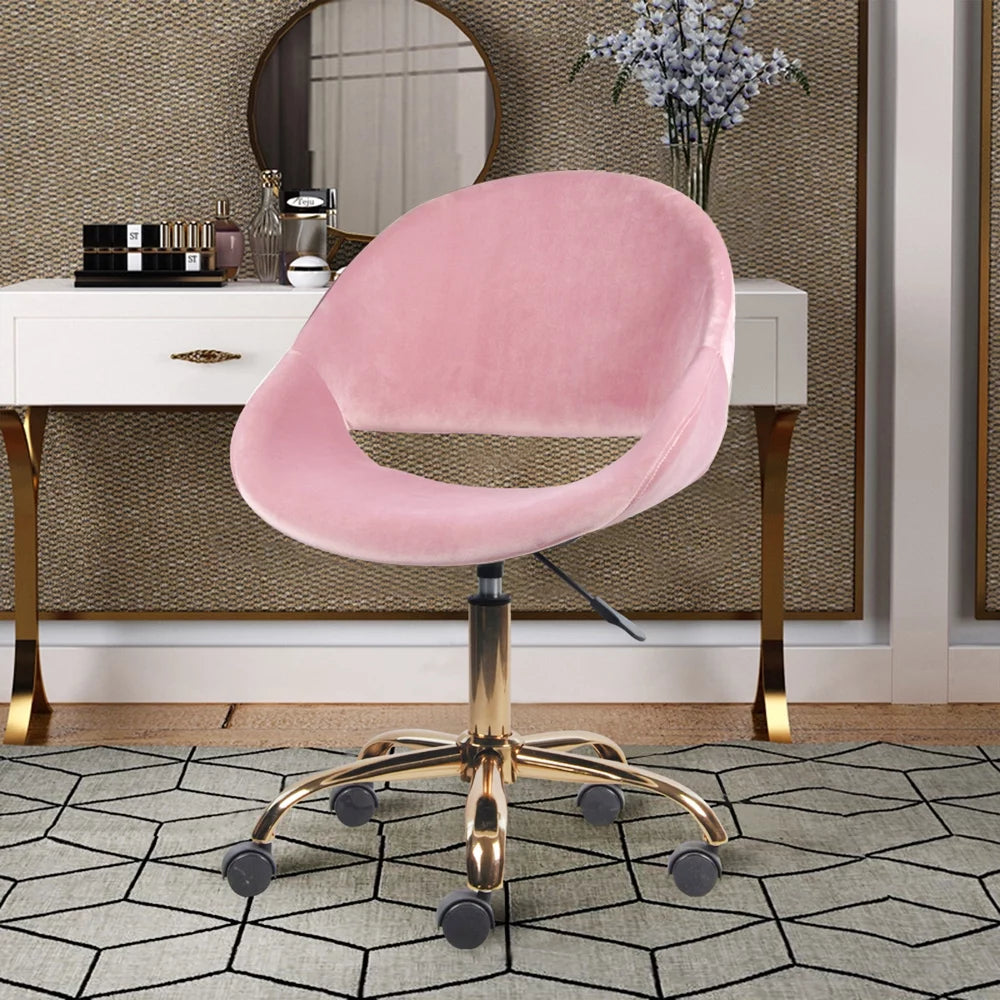 Pink Faux Fur Adjustable Swivel Vanity Chair A233