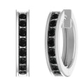 14K White Gold Black Diamond Hoop Earrings L606726