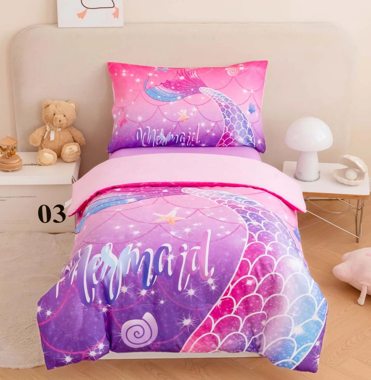 4 Pcs Pastel Fish Scale Kids Bedding Set Z904