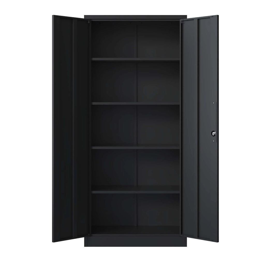 Black Metal Locking Storage Cabinet with 4 Shelves I971499