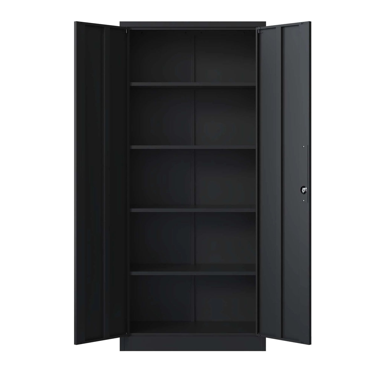 Black Metal Locking Storage Cabinet with 4 Shelves I971499