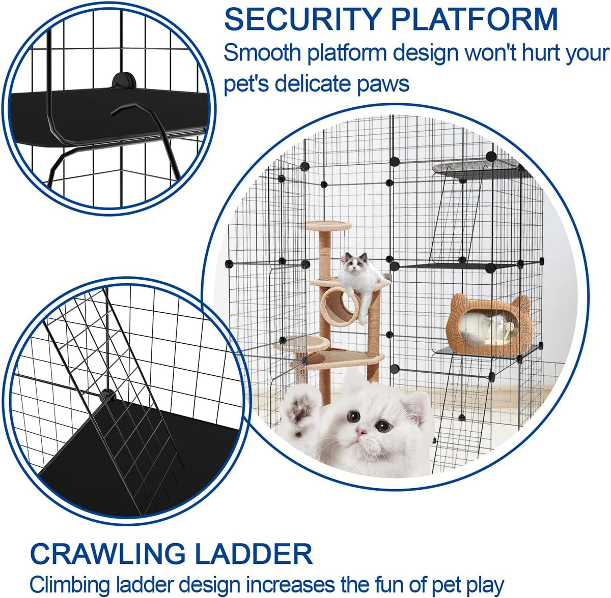 Large Cat Cage 3-Tier Catio Cat Enclosure Cat Kennel B1401