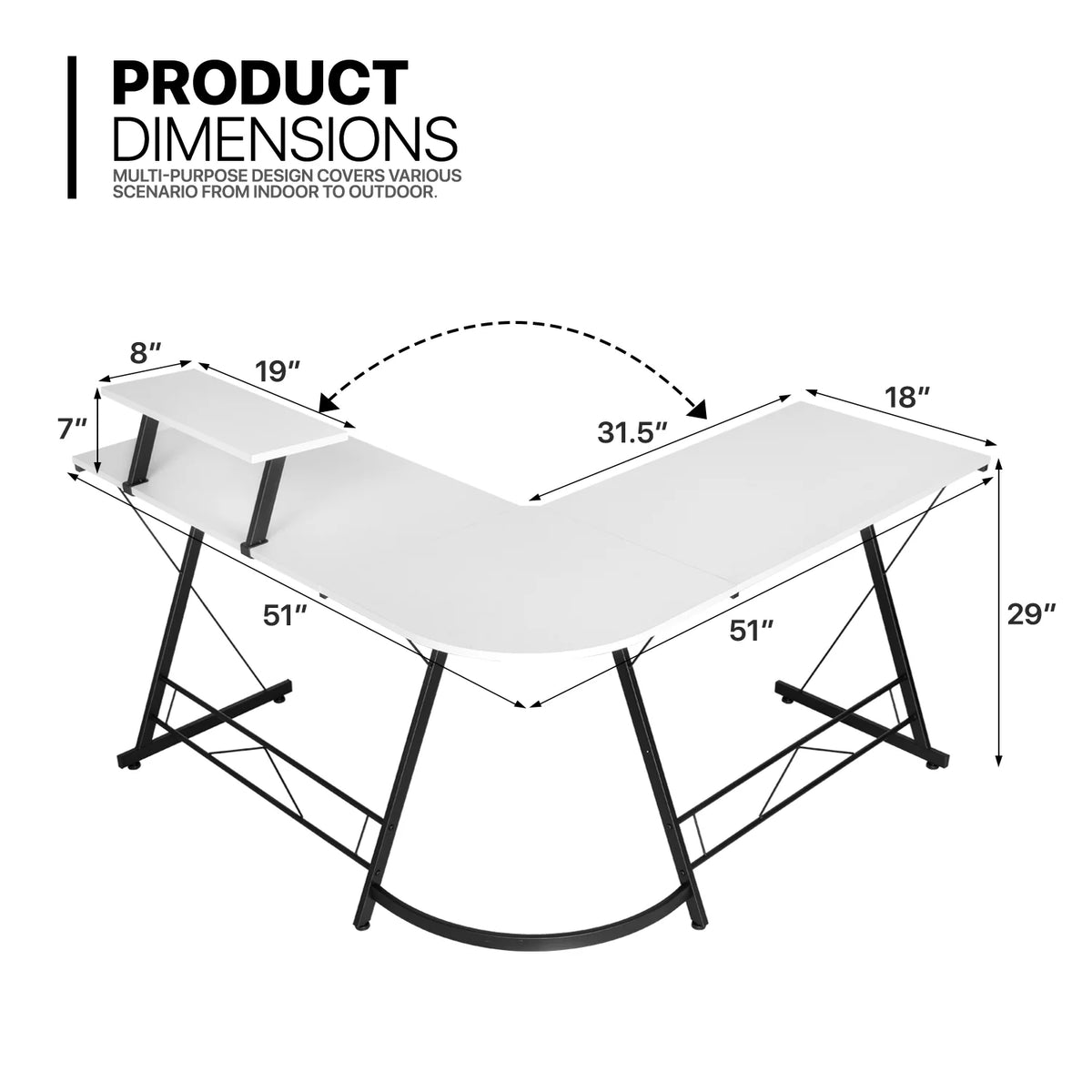 Computer Desk & Chair Set Adjustable Swivel Office Chair L Shaped Writing Table Workstation with Monitor Stand Red J702