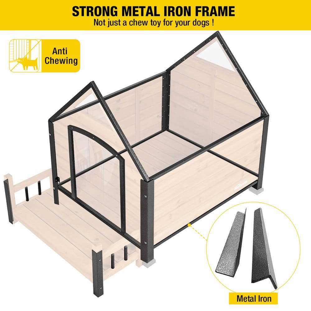 Outdoor Dog House with Porch Iron Frame F9519