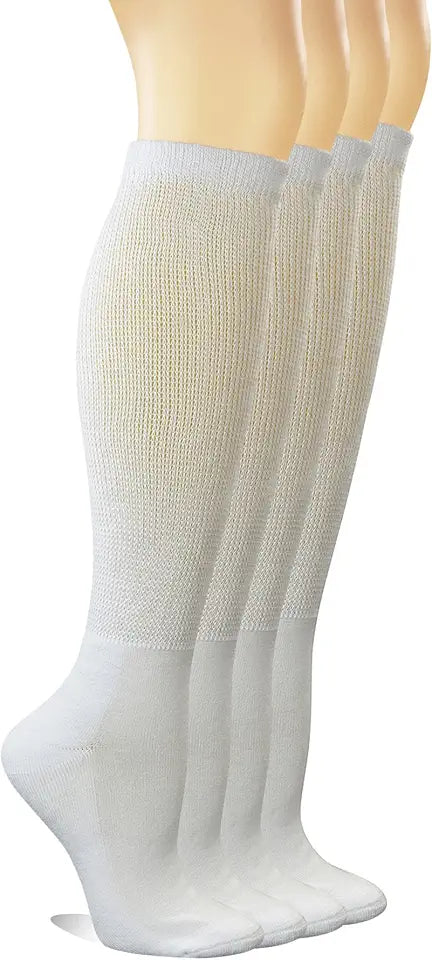 Cotton Knee-Hi Diabetic Socks with Cushion Sole and Seamless Toe, 4 Pairs D323831
