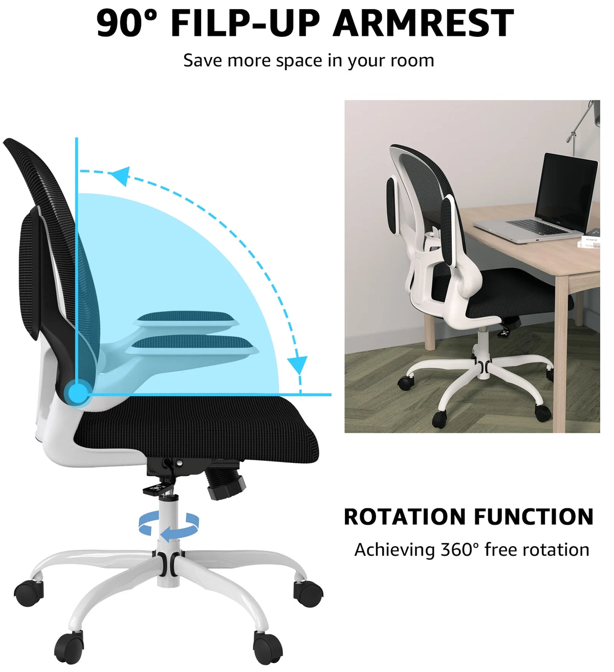 Ergonomic Office Chair with Lumbar Support and Adjustable Height Q5961
