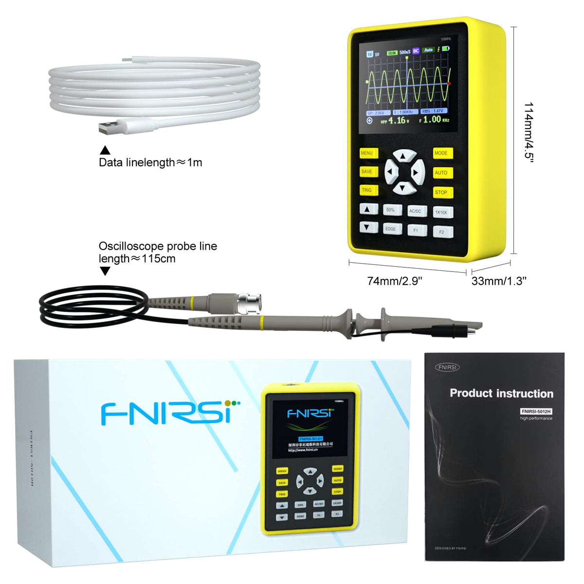2.4-inch Digital Handheld Pocket Oscilloscope 500MS/s 100MHz Pack of 2 D317