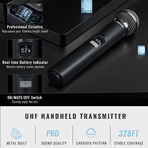 Quad Channel Wireless Microphone System with 4 Handheld Dynamic Microphone Q71763