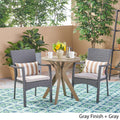 3 Piece Acacia Wood and Wicker Bistro Set Grey O31513