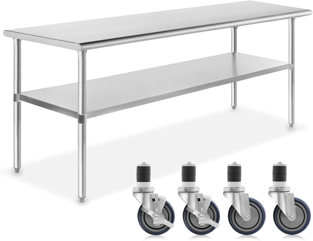 Stainless Steel Commercial Work Table with 4 Casters 48 in. x 24 in. E434