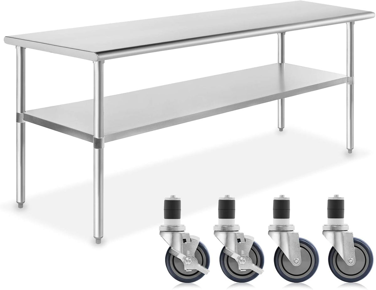 Stainless Steel Commercial Work Table with 4 Casters 48 in. x 24 in. E434