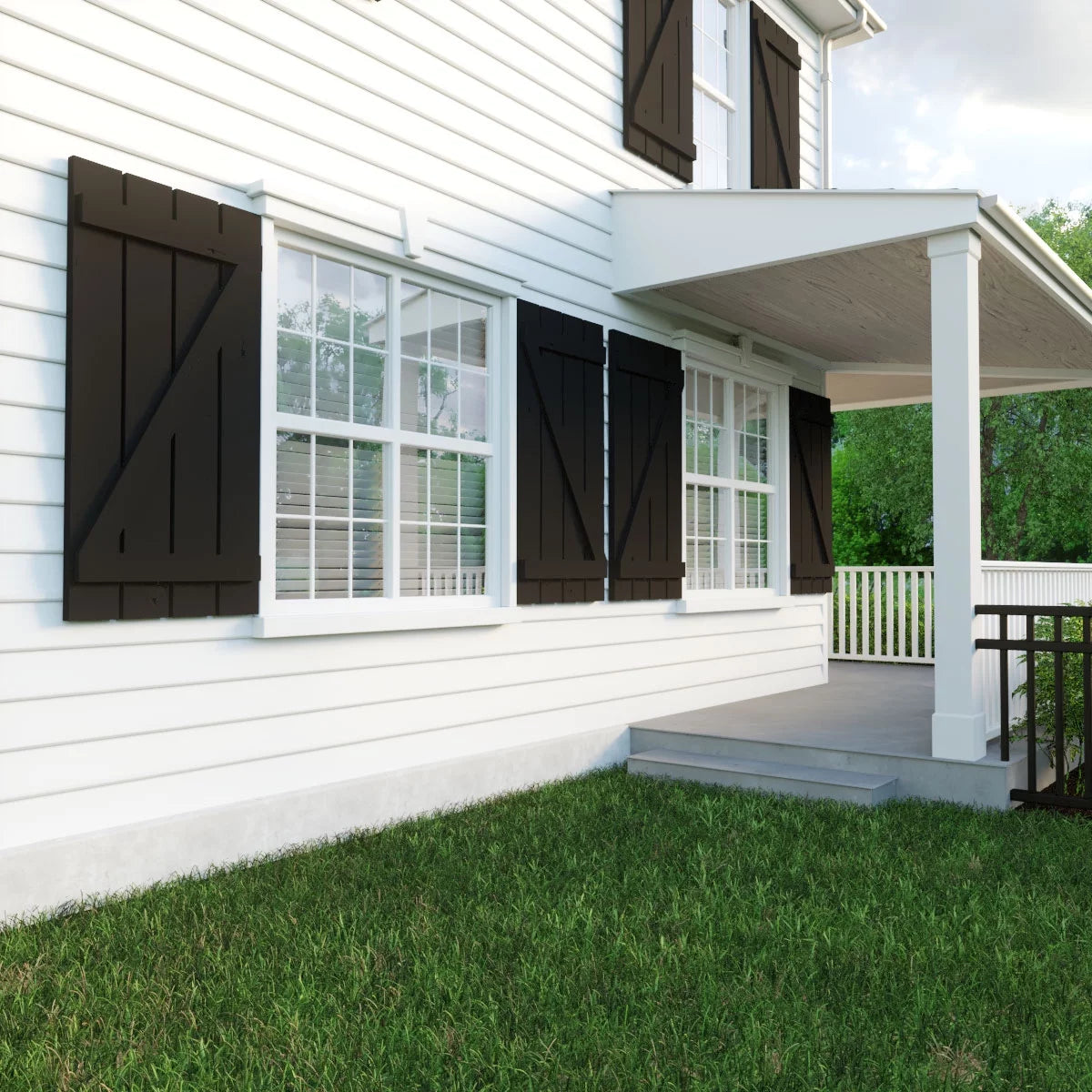 Primed Tan Faux Wood Shutters E340508