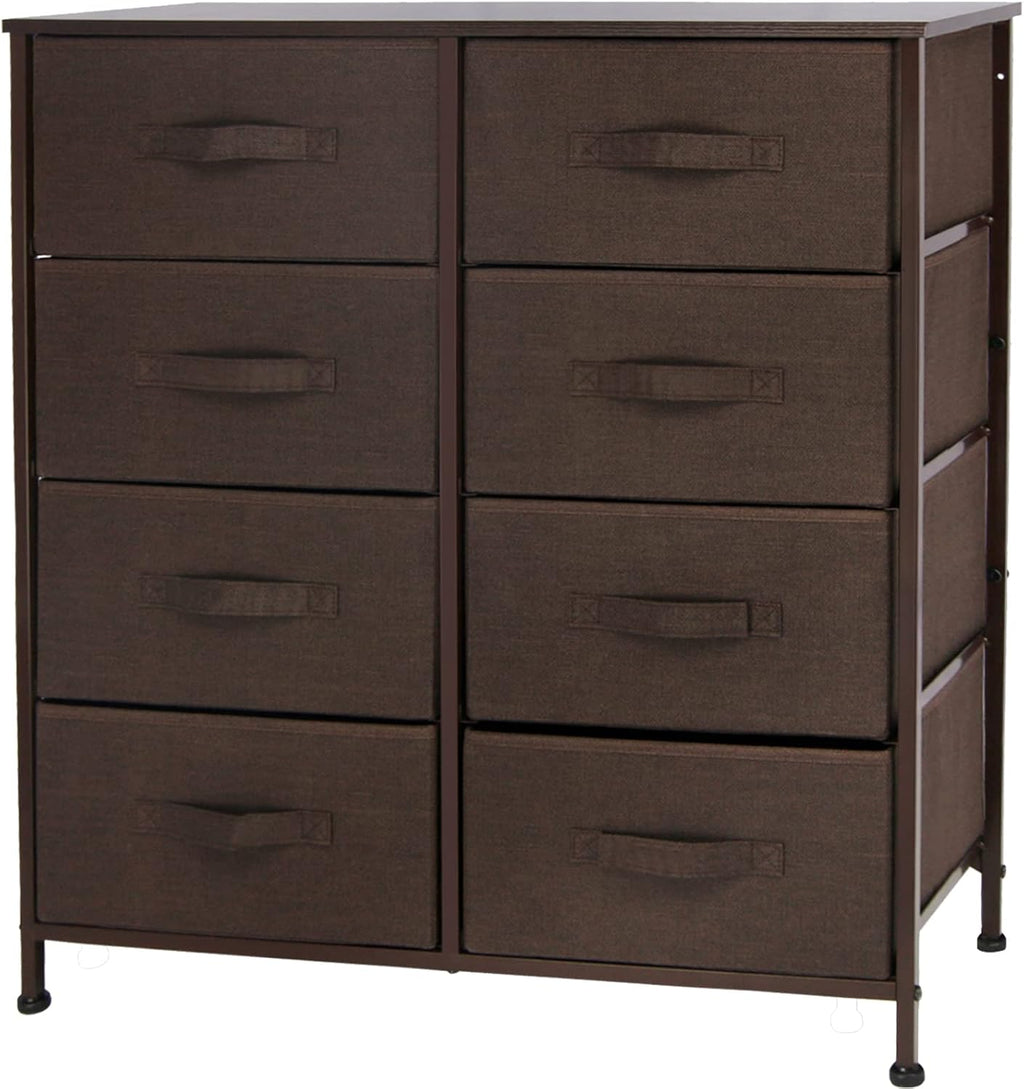 Gray 8 Drawer Vertical Dresser with Fabric Bins F92403