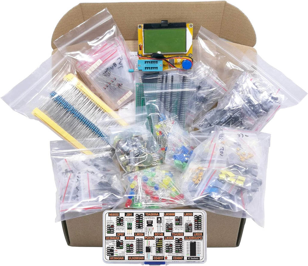 1870 pcs Electronic Component Kit Assortment with LCR-T4 Tester J412122