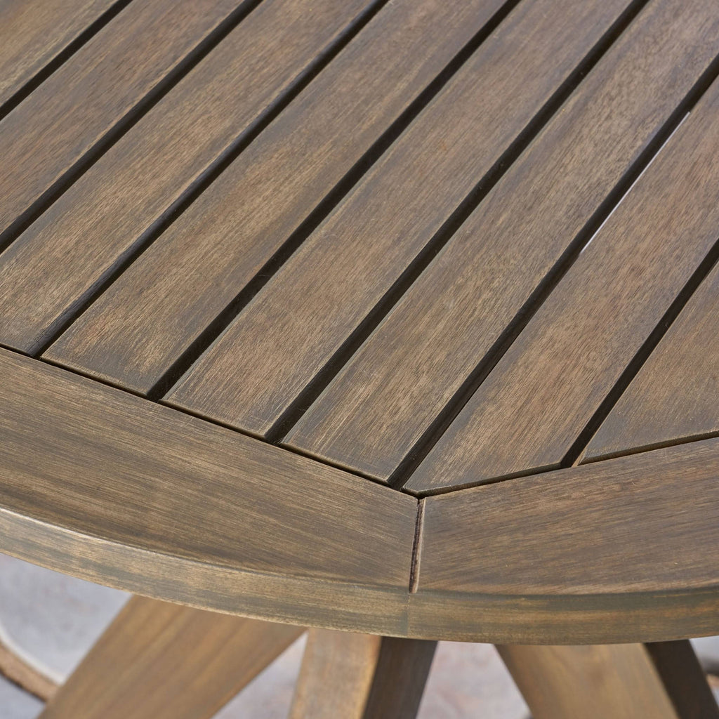 3 Piece Acacia Wood and Wicker Bistro Set Grey O31513