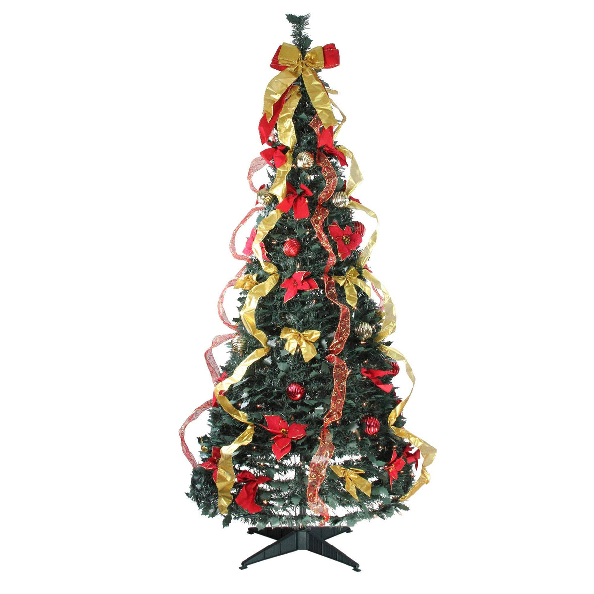 6' Pre-Lit Gold and Red Artificial Christmas Tree Z30925