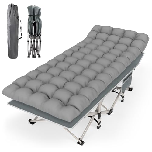Grey Folding Camping Cot with Carry Bag T350645