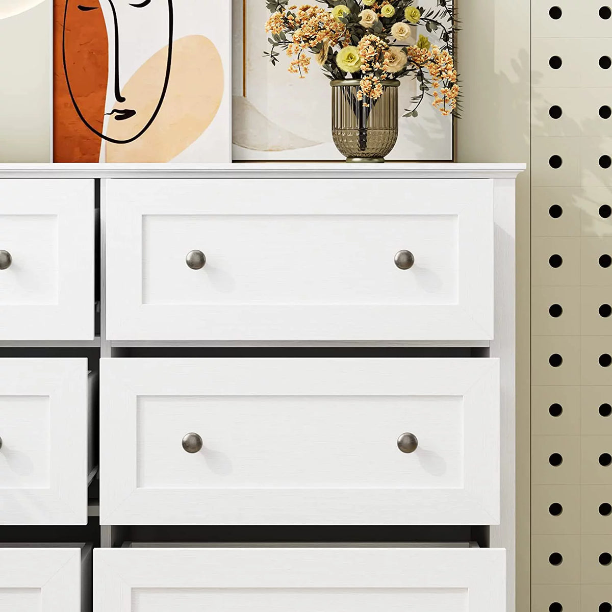 White 6 Drawer Double Dresser I5403