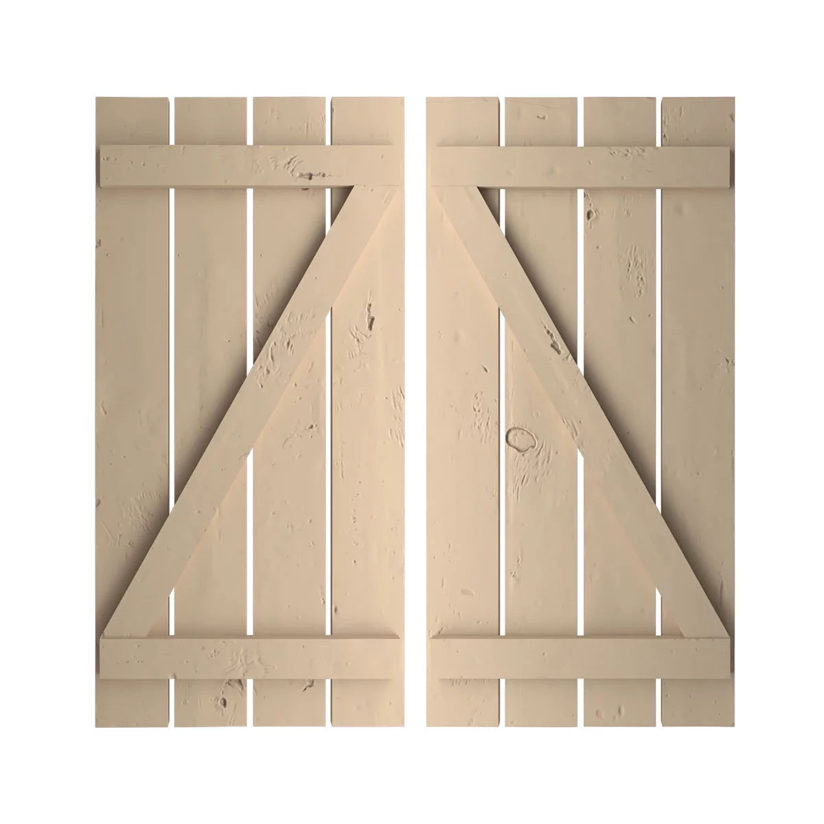 Primed Tan Faux Wood Shutters E340508