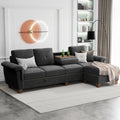 Black L Shaped Sectional Sofa with Storage Chaise A826216